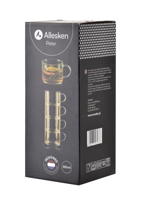 PETER HONEY Komplet 4 filiżanek na stojaku 350ml
