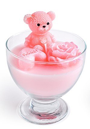 Świeca w pucharku MIŚ woskowa 11x14cmróżowa