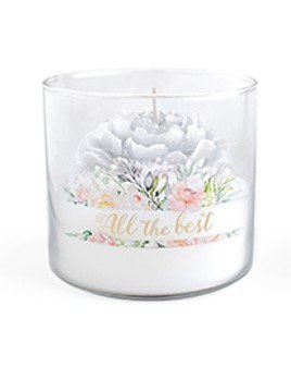 Świeca w szkle 10x9cm PIWONIAbiała woskowa