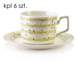 JOY Komplet 6 filiżanek ze spodkiembeżowe