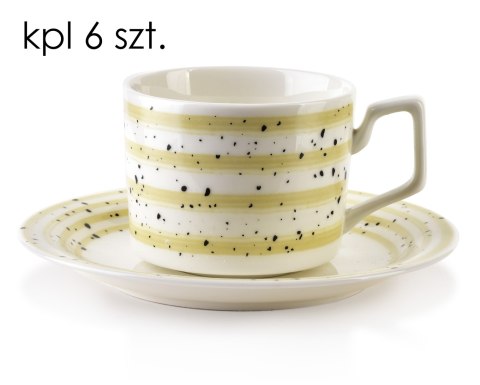 JOY Komplet 6 filiżanek ze spodkiembeżowe