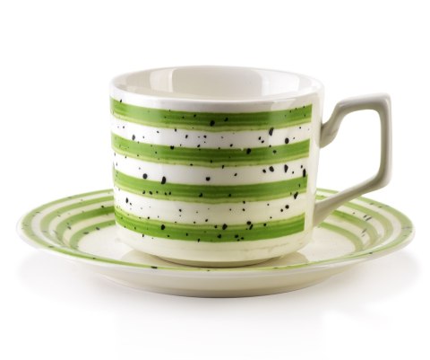 JOY Komplet 6 filiżanek ze spodkiemzielone 210ml