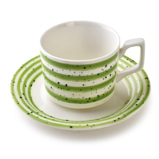 JOY Komplet 6 filiżanek ze spodkiemzielone 210ml