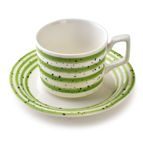 JOY Komplet 6 filiżanek ze spodkiemzielone 210ml