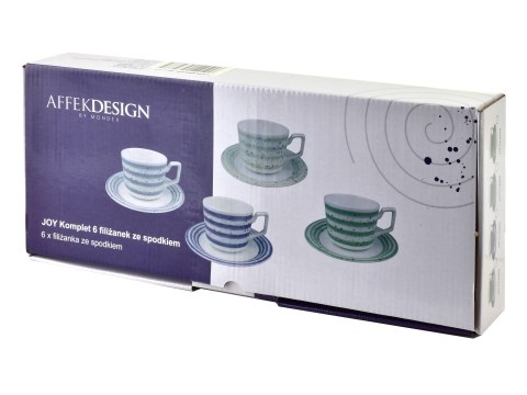 JOY Komplet 6 filiżanek ze spodkiemzielone 210ml
