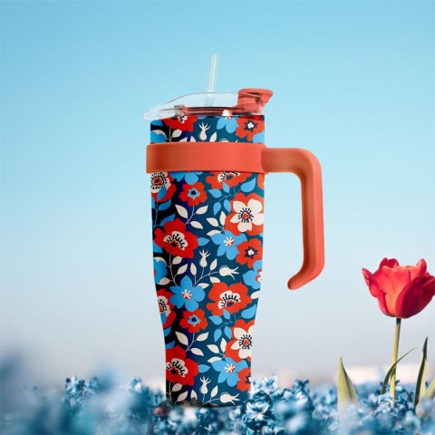 Kubek termiczny Miami Floral czerwony