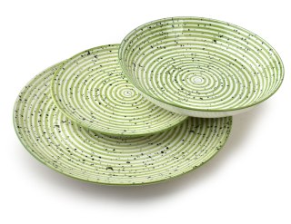 STRIPES GREEN Komplet obiadowy 18cz.27/19/20cm miska 550ml