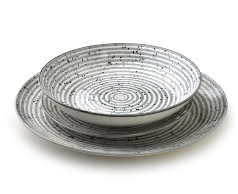 STRIPES GREY Komplet obiadowy 18cz.27/19/20cm miska 550ml