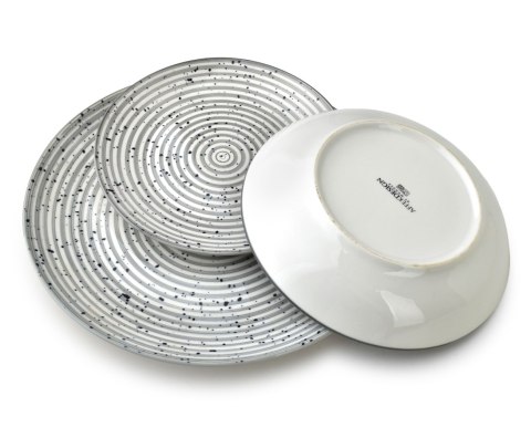 STRIPES GREY Komplet obiadowy 18cz.27/19/20cm miska 550ml