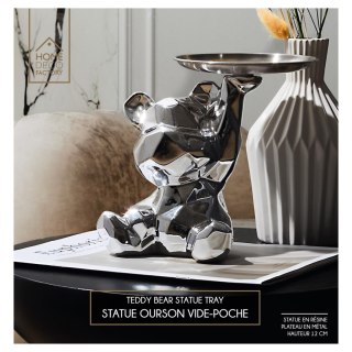 Figurka Miś origami z srebrną tacą srebrny