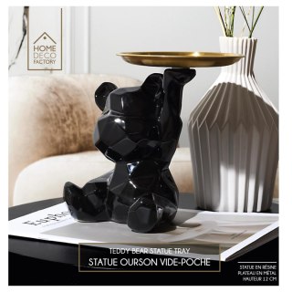 Figurka Miś origami ze złotą tacą czarna