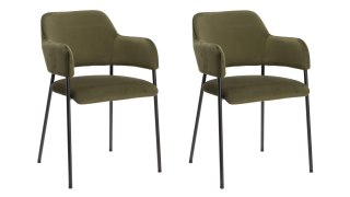 Zestaw 2 krzeseł Lima welurowych z podłokietnikami zielone