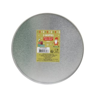 Zestaw 2 pudełek świątecznych metalowych biało/zielone
