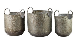 MARINA LEAF Komplet 3 osłonek 33x33x36/28x28x35/22x22x34 cm