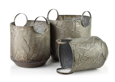 MARINA LEAF Komplet 3 osłonek 33x33x36/28x28x35/22x22x34 cm