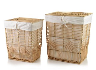 PINO Komplet 2 koszy na pranie ażur33x45x52cm/25x37x46cm metal i polirattan