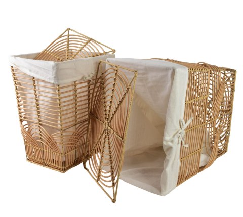 PINO Komplet 2 koszy na pranie ażur33x45x52cm/25x37x46cm metal i polirattan