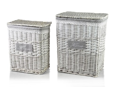 PINO Komplet 2 koszy na pranieL:38x28x47cm XL: 43x34x54CM wiklina