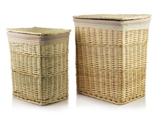 PINO Komplet 2 koszy na pranieL:38x28x47cm XL: 43x34x54CM wiklina