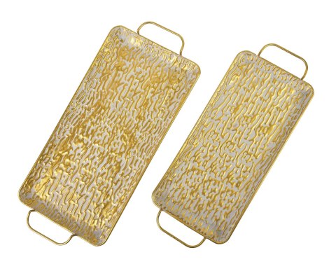 VINTAGE GLOW Komplet 2 tac dekoracyjnych prostokąt 54x26x2,5/47x22x2,5 cm