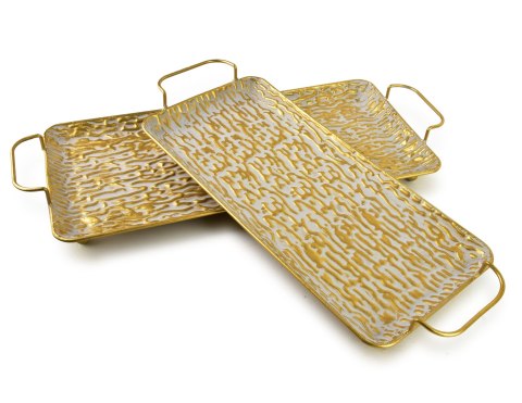 VINTAGE GLOW Komplet 2 tac dekoracyjnych prostokąt 54x26x2,5/47x22x2,5 cm