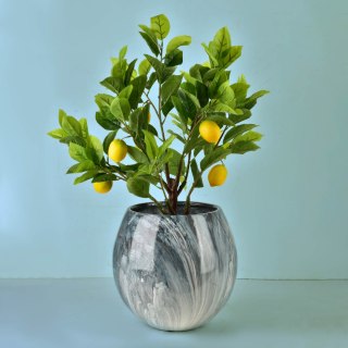 VIRIDIS Sztuczny kwiat drzewko cytrynowe 14x11x65cm