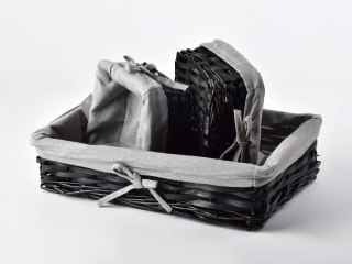 WILL Komplet 3 koszy czarne 39x25x9/19x16x8/19x16x8 cm wiklina