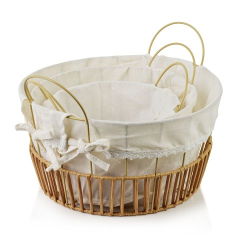 WILL Komplet 3 koszy okrągłychXL30,5x30,5x15,5/22cm L25x25x14/18,5cm M20x20x12/17cm