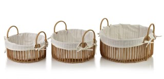 WILL Komplet 3 koszy okrągłych XL35x35x16/24cm L30x30x13,5/21,5cm M25,5x25,5x12/19,5cm