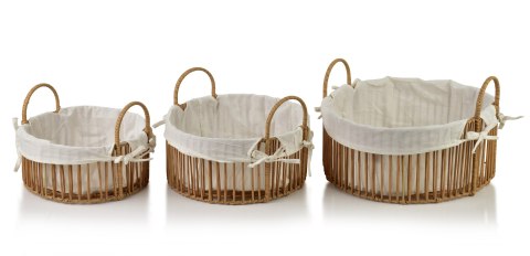 WILL Komplet 3 koszy okrągłych XL35x35x16/24cm L30x30x13,5/21,5cm M25,5x25,5x12/19,5cm