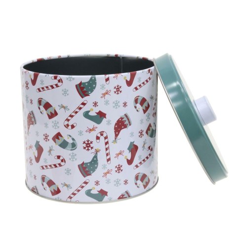 Zestaw 2 pudełek świątecznych metalowych biało/zielone