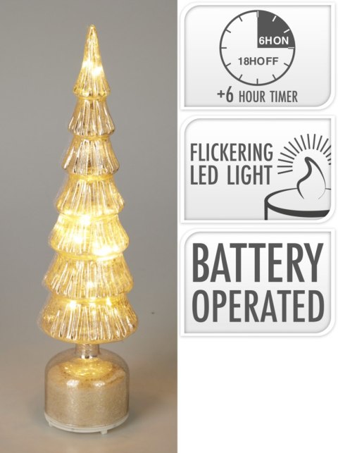 CHOINKA SZKLANA LED 40CM SILVER