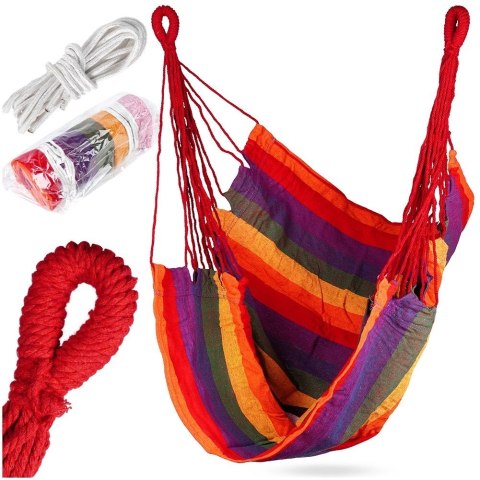 Hamak Brazylijski VILDE Fotel Podwieszany 96 x 130 cm Kolorowy Relaks