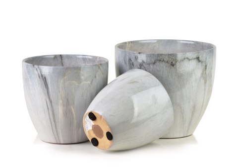 NEVA MARBLE Komplet 3 osłonek ceramicznych 25x25x21/20,5x20,5x18/16x16x15 cm