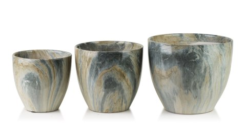 NEVA MARBLE Komplet 3 osłonek ceramicznych 25x25x21/20,5x20,5x18/16x16x15cm