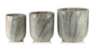 NEVA MARBLE Komplet 3 osłonek ceramicznych 28x28x29/23,5x23,5x26,5/19x19x24,5cm