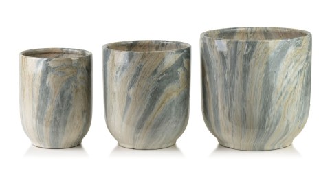 NEVA MARBLE Komplet 3 osłonek ceramicznych 28x28x29/23,5x23,5x26,5/19x19x24,5cm