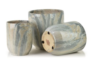 NEVA MARBLE Komplet 3 osłonek ceramicznych 28x28x29/23,5x23,5x26,5/19x19x24,5cm