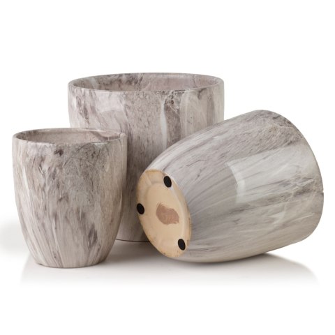 NEVA MARBLE Komplet 3 osłonek ceramicznych 30,5x30,5x30,5/26x26x27/20,5x20,5x23 cm