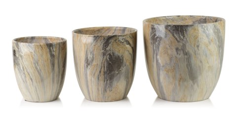 NEVA MARBLE Komplet 3 osłonek ceramicznych 30,5x30,5xh30,5/26x26x27/20,5x20,5x23 cm