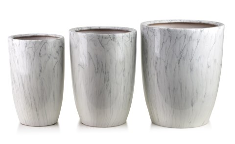 NEVA MARBLE Komplet 3 osłonek ceramicznych 37x37x45,5/30,5x30,5x42,5/24x24x40 cm