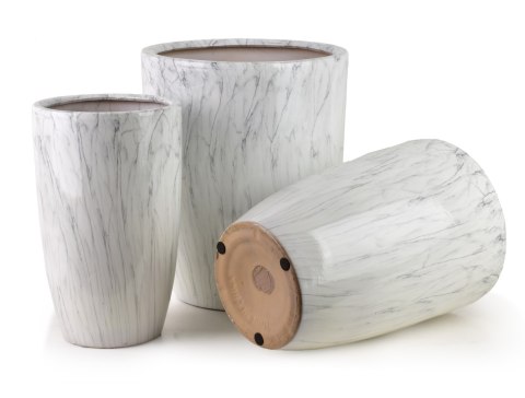 NEVA MARBLE Komplet 3 osłonek ceramicznych 37x37x45,5/30,5x30,5x42,5/24x24x40 cm