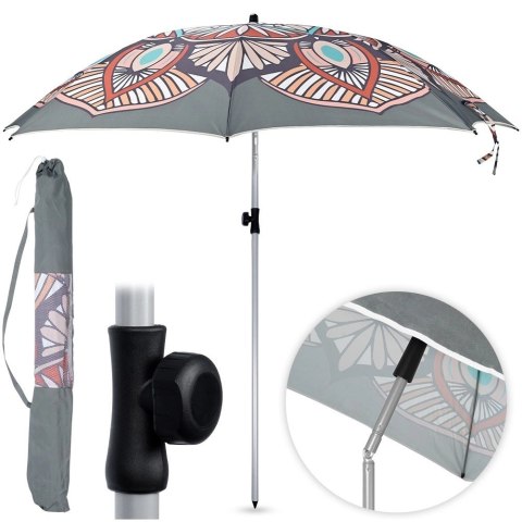 Parasol Plażowy Regulowany 180 cm VILDE Składany z Torbą UPF 50+