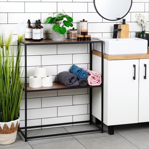 Regał Metalowy Czarny MDF 2 Półki 70 x 305 x 85 cm TRENDS4YOU