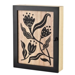 STACY Skrzynka na klucze 26x20x5,5 cm czarne kwiaty