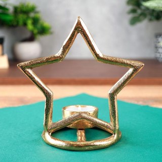 Świecznik Gwiazda Tealight 1 Świeczka Świąteczny Złoty Loft VILDE 15,5 cm