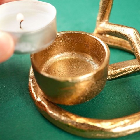 Świecznik Gwiazda Tealight 1 Świeczka Świąteczny Złoty Loft VILDE 15,5 cm