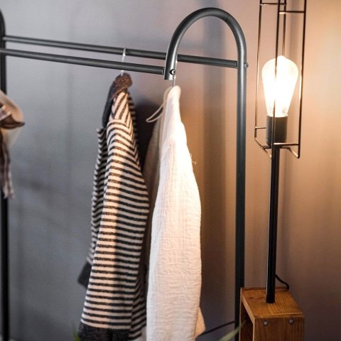 Wieszak Podłogowy Stojący Metalowy VILDE Czarny LOFT Półka na Buty 147 cm