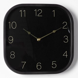 Zegar Ścienny 30 cm VILDE Kwadratowy Czarno-Złoty Tworzywo Ozdobny