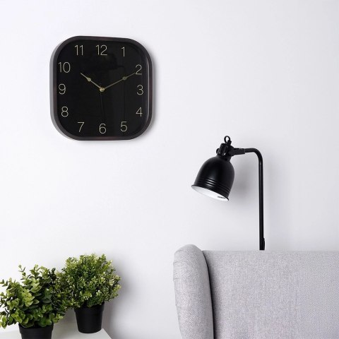 Zegar Ścienny 30 cm VILDE Kwadratowy Czarno-Złoty Tworzywo Ozdobny